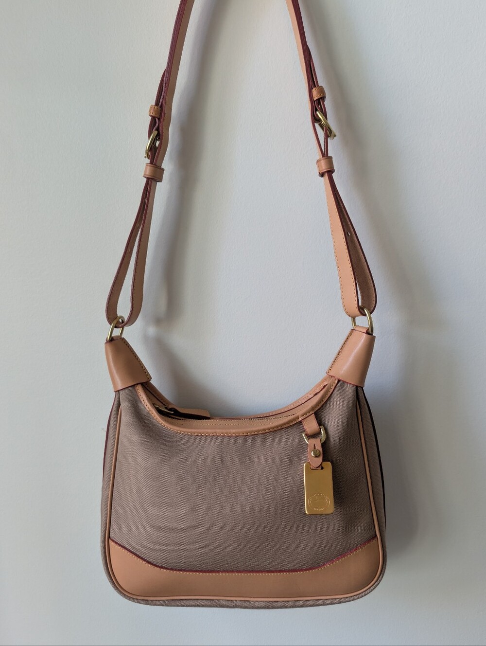Pristine Vintage Dooney & Bourke Small Hobo Canvas & Leather Bag | USA Made